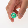 AGL Certified 7.36 Carat No Oil Cushion-Cut Colombian Emerald & Half Moon Cut Diamonds Ring