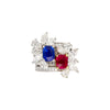 AGL Certified 8 Carat No Heat Kashmir Sapphire, Burma Ruby, & Diamond Stack Ring