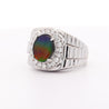 Ammolite & Diamond Halo in 14K White Gold Men's Statement Ring