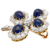 Antique GIA Certified 6ct Cabochon Sapphire & Diamond Brooch