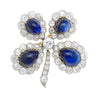 Antique GIA Certified 6ct Cabochon Sapphire & Diamond Brooch