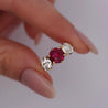 Antique Red Spinel and Old Mine Diamond 14K Yellow Gold Three-Stone Ring