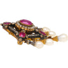 Antique Victorian Ruby, Pearl, Diamond Gold/Silver Brooch