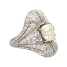 Art Deco 1.55 Carat Old European Cut Diamond Milgrain Filigree Platinum Ring