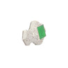 Art Deco Jadeite and Diamond Brooch Pin 18K White Gold