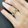 Bezel Set Chrysoberyl Cat's Eye and Diamond Three Stone Ring in 18K White Gold