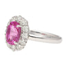 CGTL Certified 3.96 Carat Oval Cut Pink Sapphire and Diamond Halo Ring in 18k White Gold