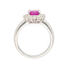 CGTL Certified 3.96 Carat Oval Cut Pink Sapphire and Diamond Halo Ring in 18k White Gold