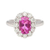 CGTL Zertifiziert 3,96 Karat Ovalschliff Pinker Saphir und Diamant Halo Ring in 18k Weißgold