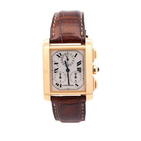 Cartier 18k Gold Tank Francaise Chronograph XL Watch