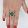 Certified 30 Carat Untreated Jadeite Jade & Diamond Platinum Ring