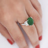 Certified 5.80 Carat Natural Jadeite Jade and Baguette Diamond Platinum Ring