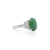 Certified 5.80 Carat Natural Jadeite Jade and Baguette Diamond Platinum Ring