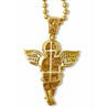 Custom-made 10K Gold Diamond Baby Cherub Angel Rosary Pendant