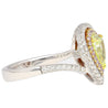 GIA 1.25CT Pear Cut Fancy Green Yellow Diamond 18K Tri-Colored Gold Bypass Ring