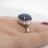 GIA Cert. 8.45 Ct Black Opal &amp; Diamond Halo Platinum Ring