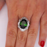 GIA Certified 10.47 Carat Green Oval Cut Tourmaline & Diamond in Platinum Cocktail Ring