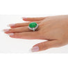 GIA Certified 14.68 Carat Grade A Jadeite Jade Ring with Diamond in 18K Gold