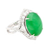 GIA Certified 14.68 Carat Grade A Jadeite Jade Ring with Diamond in 18K Gold