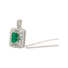 GIA Certified 1.39 Carat Zambian Emerald and Diamond Floral Box Pendant Necklace