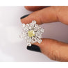 GIA Certified 1.52 Carat Fancy Greenish Yellow Diamond Briolette Snowflake Ring