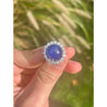 GIA Certified 25 Carat Cabochon Blue Sapphire & Diamond Halo Ring in Platinum