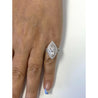 GIA Certified 2.38 Carat Marquis-Cut, H Color, Si1 Clarity Diamond set in 18k white gold and diamond halo ring