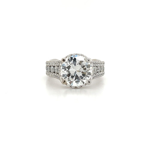 GIA Certified 3.02ct, G Color, I1 Clarity, Diamond With Hidden Diamond Halo 18k White Gold Ring