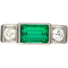 GIA Certified 3.10 Carat No Oil Muzo Colombian Emerald & Old Cut Diamond Ring