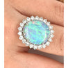 GIA Certified 4.09-carat White Opal and Diamond Halo in Platinum and Gold Ring