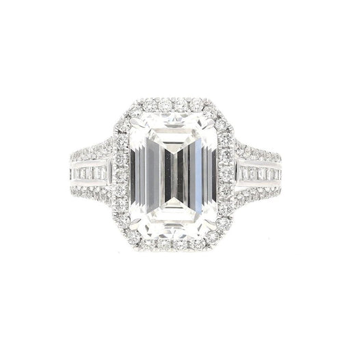 GIA Certified 5.09 Carat D Color VVS2 Clarity Emerald Cut Diamond 18K Ring