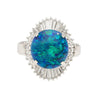 GIA Certified 5.38 Carat Black Opal and Diamond Ballerina Vintage Platinum Ring