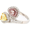 GIA Certified Fancy Intense Yellow & Fancy Light Pink Diamond Toi Et Moi Ring in 18K White Gold