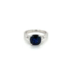 GIA Zertifiziert Kein Hitze Blauer Saphir & Trillion Schliff Diamant 3-Stein Verlobungsring