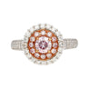 GIA Certified Round Cut Fancy Pink-Purple Diamond Ring with Diamond Halo