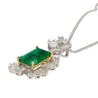 GIA & GRS Certified Natural Muzo Vivid Green Colombian Emerald Pendant Necklace with Diamonds in 18K Gold