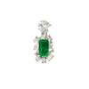 GIA & GRS Certified Natural Muzo Vivid Green Colombian Emerald Pendant Necklace with Diamonds  in 18K Gold