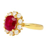 GRS Certified 2.99 Oval Cut Burma Ruby & Diamond Halo Ring