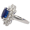 GRS Certified 5.79 Carat Oval Royal Blue Sapphire and Diamond Halo Ring