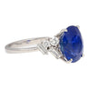 GRS Certified 6.35 Carat Oval Cut Royal Blue Sapphire with Diamonds in Platinum Ring