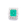 GRS Certified 6.78 carat Colombian Emerald and Baguette Cut Diamond Ring