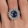 GRS Certified 7.15 Carat Vivid Blue Sapphire & Diamond 18K Ring