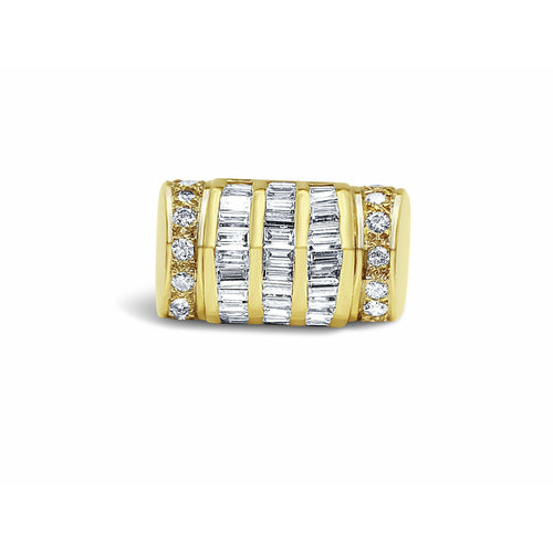 Heavy 14k Gold Mens Ring With Baguette Cut Diamonds