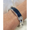 Invisible Set 19 Carat Square Cut Blue Sapphire and Diamond Bangle in 14K White Gold