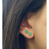 Mixed Cut Emerald Stud Earrings in Solid Gold