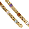 Multi-Gem Byzantine-Kettenarmband und -halskette Set aus 18 Karat Gold