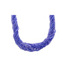 Multi-Strand Blue Tanzanite Beads & Round Cut Diamond Necklace in 18K White Gold