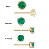 Natural 1/2 Carat Emerald Round Bezel Stud Earrings 14K Gold