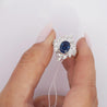 Natural 1.52 Carat Oval Blue Sapphire and Diamond Platinum Floral Ring