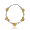 Natural 35 Carat Pink, White, & Yellow Diamond 18K Three Tone Necklace Choker